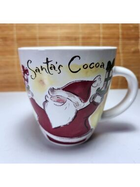 Eddie Bauer Coffee Cup Mug Christmas Large 16 oz Santas Cocoa Ceramic 4.5" Tall